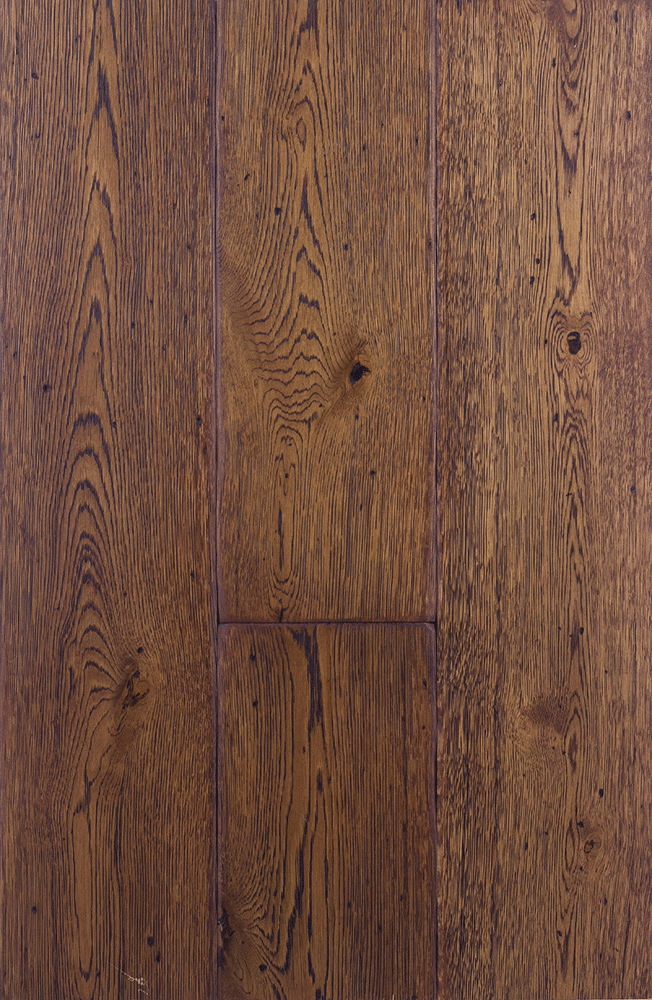Dark Grain Walnut Stain Clear Hard Wax Oil Engineered Antique Grade Oak Planks Flooring UK Manufactured European Oak