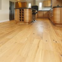Light wooden floor in a kitchen